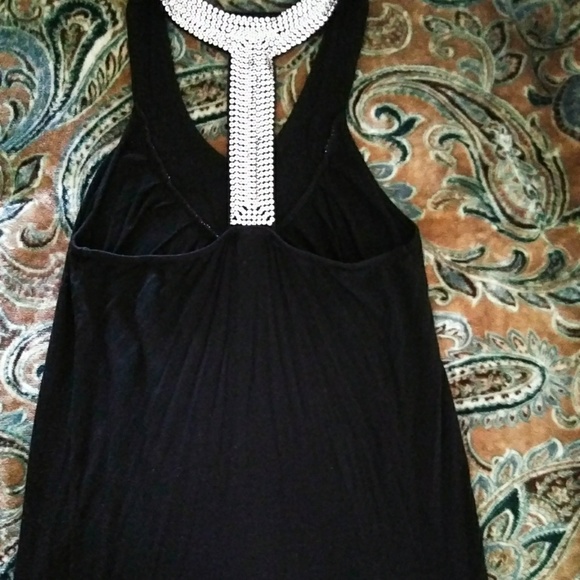 🎆  Black Cotton Sliver Sequin Tank Top - Picture 4 of 6
